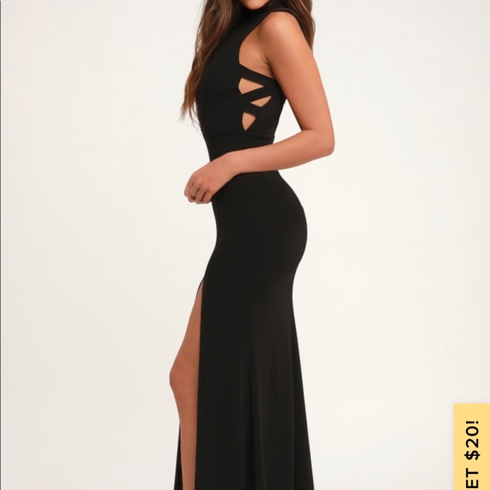 KEEP ON DANCING BLACK CUTOUT MAXI DRESS